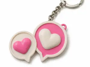 Dual Heart Chat Bubble Keychain Charm