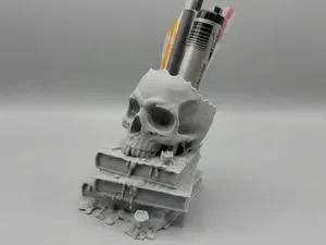 The Arcane Scholar's Skull Pen Holder & Desk Decor