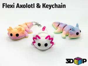 Flexi Axolotl & Keychain - No Supports