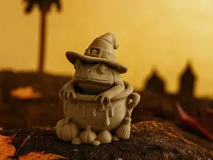 Hexenfrosch im Kessel Halloween Deko