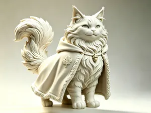 Ultra-Detail Queen Cloak Maine Coon Cat Figurine