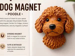 Cute Toy Poodle Dog Head Figurine – (Magnet )