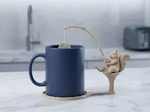 Fishing Squirrel Teabag Holder