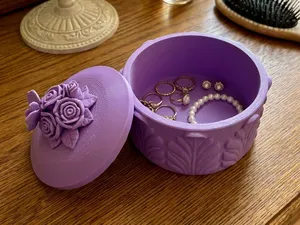 Ornate Floral Jewelry Box Cute Rose Trinket Case