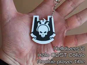 Helldivers Halo Rookie title keychain