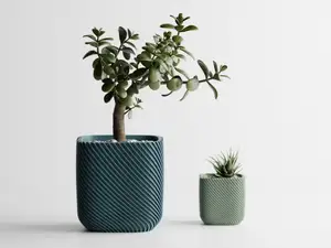 Plant Pot Rib rounded cube