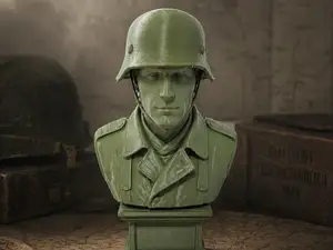 Büste Soldat mit Stahlhelm – Historische Skulptur
