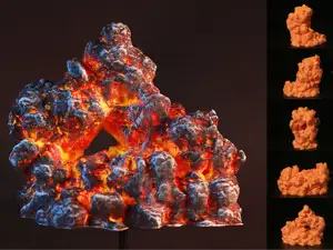 Set of 5 Volcanic Scatter Rocks Tabletop Terrain 1