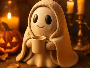 Cozy Ghost Figurine with Blanket – Desk Buddy