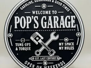 Pop’s Garage Retro Wall Sign | 3D Garage Plaque
