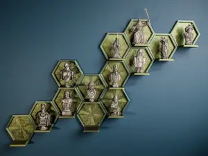 Hexagonal wall shelf for small figurines