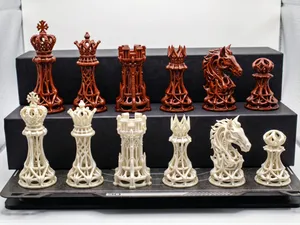 Gothic Lattice Fantasy Chess Set STL