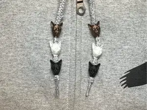Cat Head Hoodie Drawstring Beads