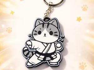 martial arts cat keychain