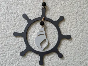 Nautical Helm & Shell Hanging Decor