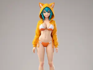 Cute Catgirl Hoodie Figurine