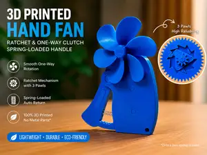 One-Way Ratchet Hand Fan with Spring Return
