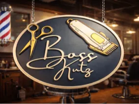 Boss Kutz Barber Shop Sign – 3D Layered Wall Decor