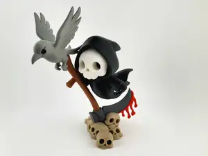 Grim Reaper with Raven and Skulls Halloween NO AMS