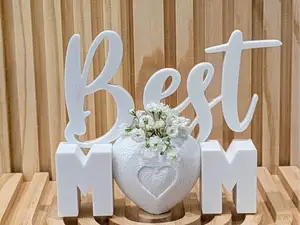 Best Mom Heart Vase Sign