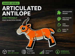 Cute Saiga Antelope Flexi Toy | Articulated Animal