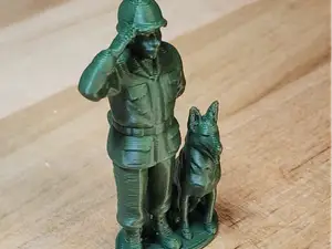 Green Army Soldier Man Saluting Dog Miniature Mini