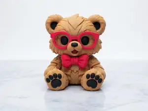Charmanter Baer mit Brille und Schleife