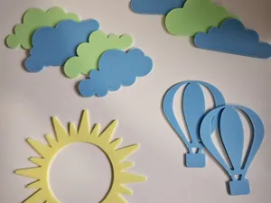 Sky Wall Art Set – Clouds, Sun & Hot Air Balloons