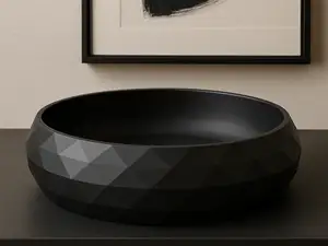 Geometric Entrance Bowl  Modern Matte Black Design