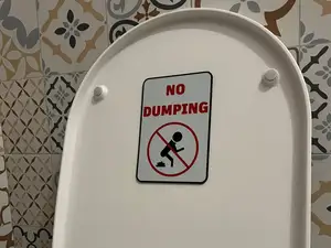 "No Dumping" Bathroom Toilet Sign