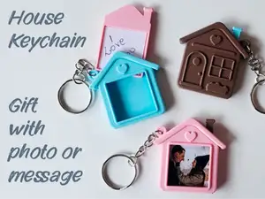 House Keychain with photo or secret message holder