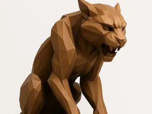 Shadow Panther Totem – Geometric Power Sculpture