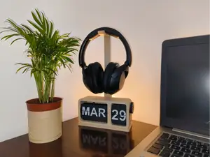 Headphone stand for flip calendar