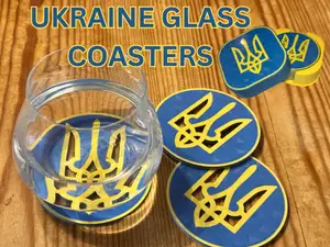 Ukraine glass coasters with box