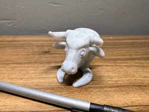 2" Bull Head Statue Stand Horseshoe Figurine Desk