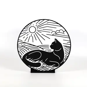 Minimal Cat In A Field - Two Colour Artwork