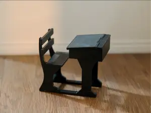 Miniature Vintage School Desk and Chair Set 