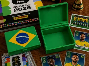 Compact Brazil Flag Sticker Storage Box