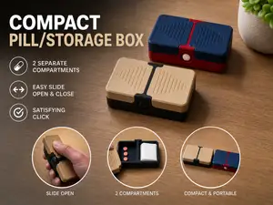 Compact Pill Box with 2 Compartments | Slide Open