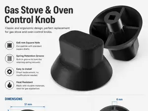 Gas Stove & Oven Control Knob – 6x6 mm Shaft