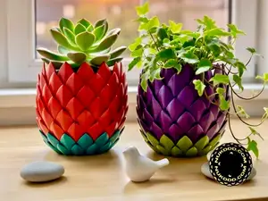 Dragon Scale Planter with Drip Tray