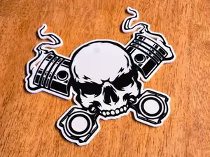Skull and Piston Crossbones Wall Hanger