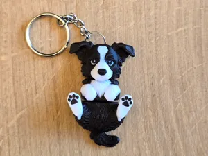 Border Collie dog flexi keychain