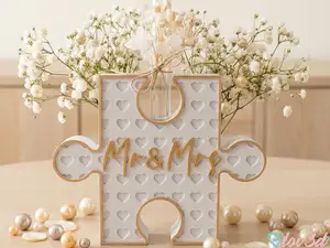 Puzzle Piece Heart Vase - Mr & Mrs Edition