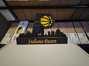 indiana Pacers with skyline of Indiana NBA