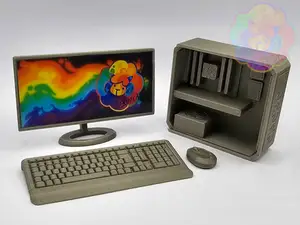 Tiny PC with Sliding Side Panel and Peripherals