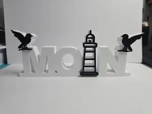 Moin Leuchtturm / Schriftzug / Vögel