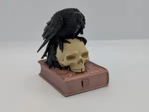 Raven’s Omen – Gothic Skull & Book Sculpture