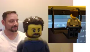 Brick person webcam hanger