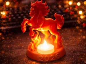 Fire Horse 2026 – LED Tealight Holder Sculpture